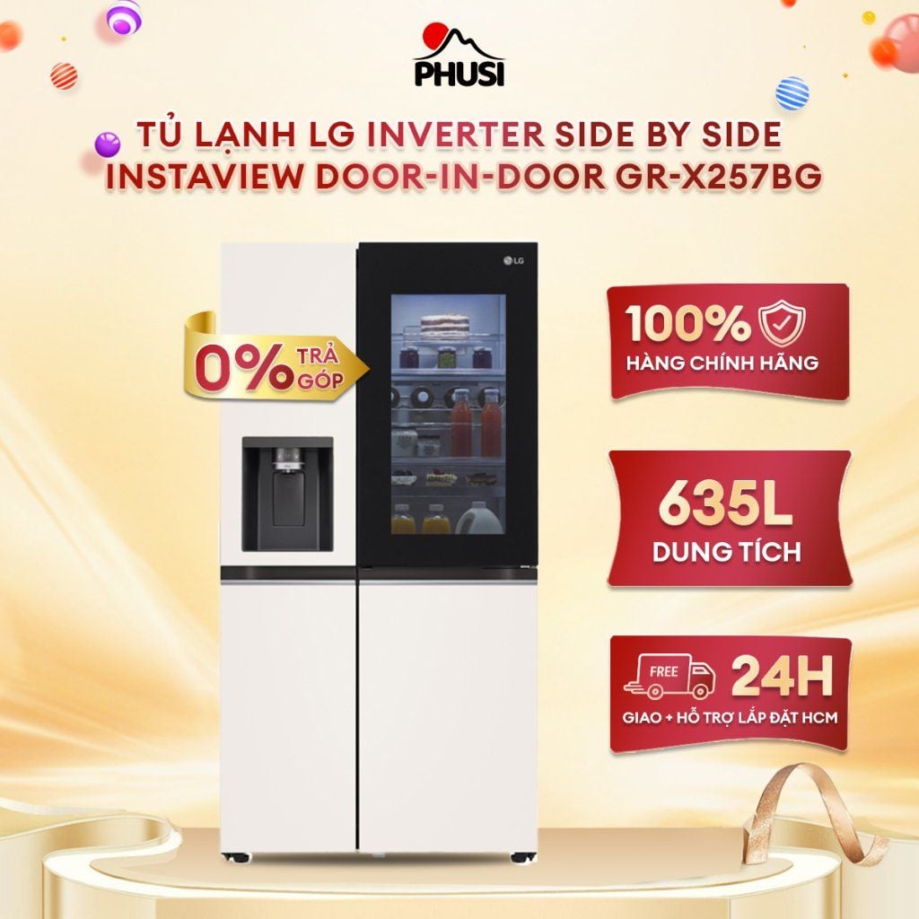 Tủ lạnh LG Inverter 635 Lít Side By Side InstaView Door-in-Door GR-X257BG