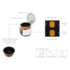 Nồi cơm điện Niêu SUPOR CFXB50YB13VN-RD-50 1.8L - Lòng nồi 2mm phủ chống dính Điều khiển 2 nút nhấn nấu và giữ ấm
