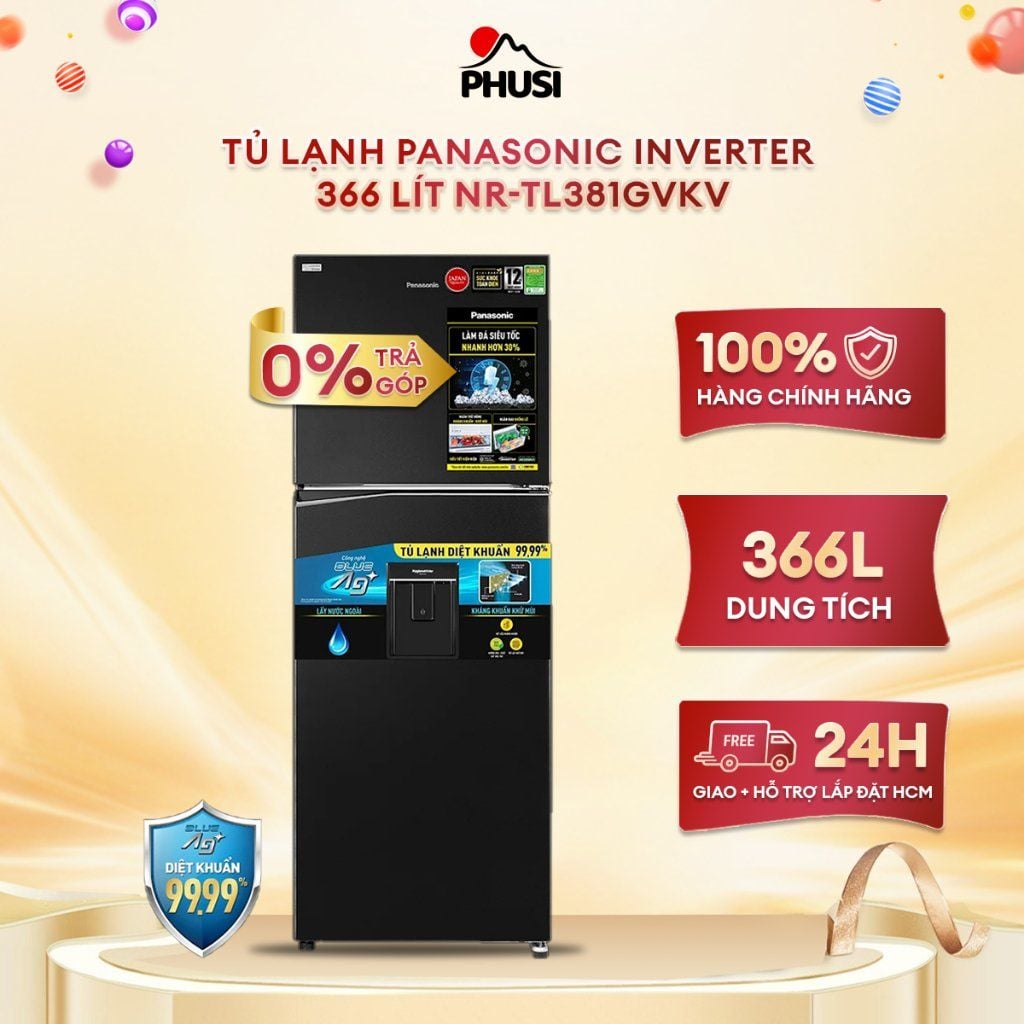 Tủ lạnh Panasonic Inverter 366 lít NR-TL381GVKV