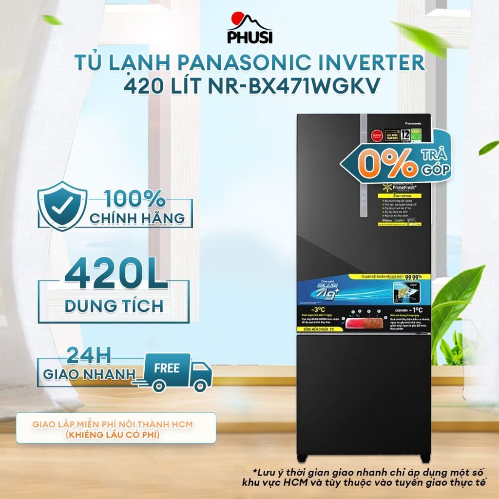 Tủ lạnh Panasonic Inverter 420 lít NR-BX471WGKV