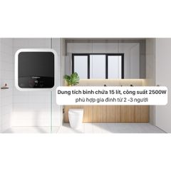 Máy nước nóng gián tiếp Ariston 15 lít AN2 15 LUX-D AG+ Cầu dao chống giật ELCB, Công nghệ Ion Bạc kháng khuẩn