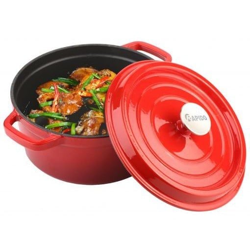 Nồi gang đúc tráng men chống dính Rapido - Nồi gang nhiều size 20cm, 22cm, 24cm RK20-RD RK22-RD RK24-RD