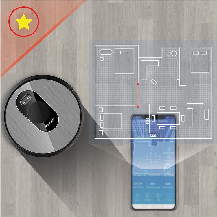 Robot Hút Hụi Lau Nhà Rapido R8S - Robot Hút Bụi Lau Nhà Thông Minh RR8S - Chính Hãng, Mới, Full Box