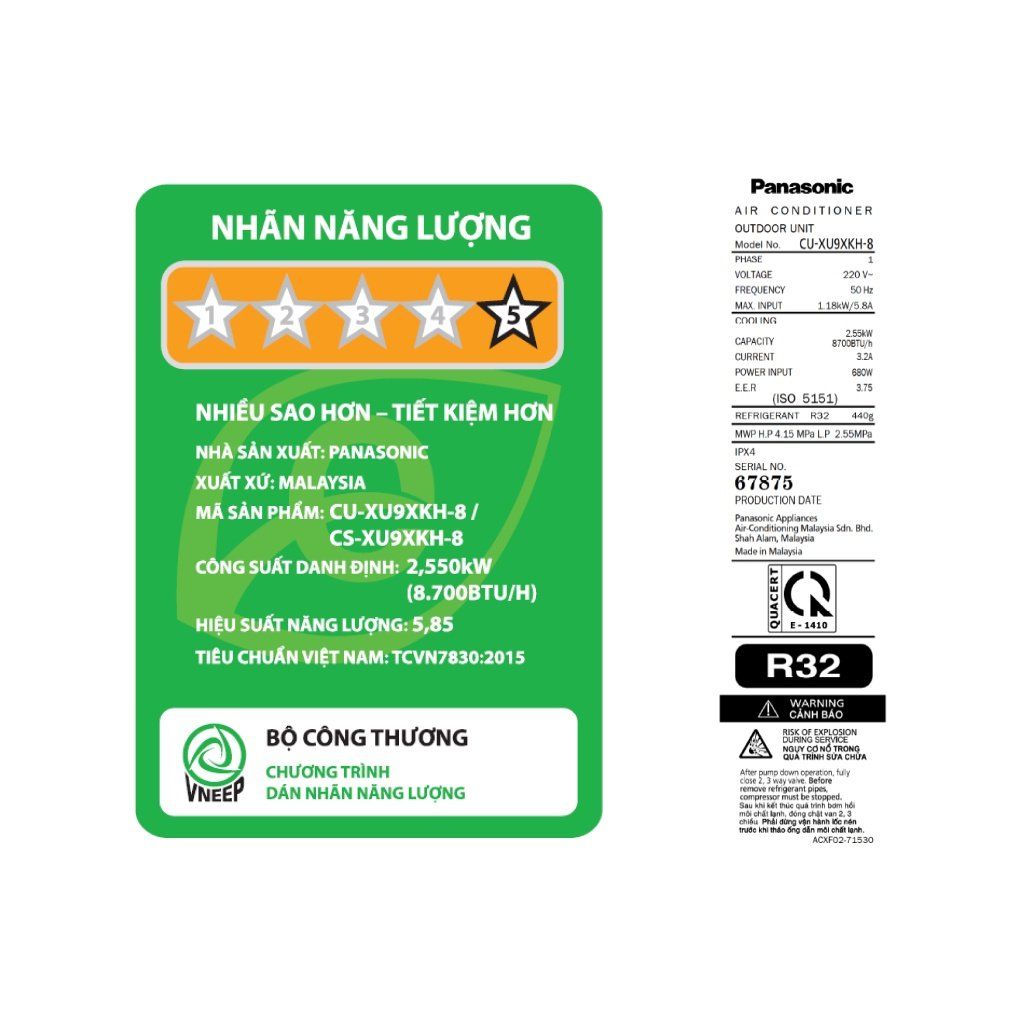 Máy lạnh Panasonic Inverter 1 HP CU/CS-XU9XKH-8