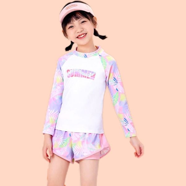 G17 - Set bơi bé gái tay dài quần đùi QCCC Summner