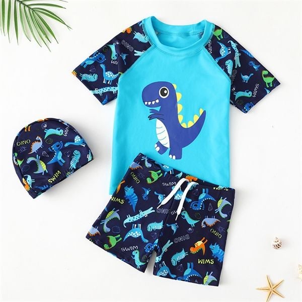 T32 set bơi bé trai tai ngắn Khủng long QCCC