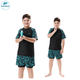  T84 - Set Bơi Bé Trai Tay Ngắn Bé Trai Sport Xanh Malachite 