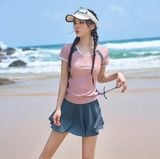  G69 - Áo tắm cộc tay - váy che bụng nữ 