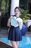  S16 - Set bơi nữ liền váy Blue Sky Cao Cấp 