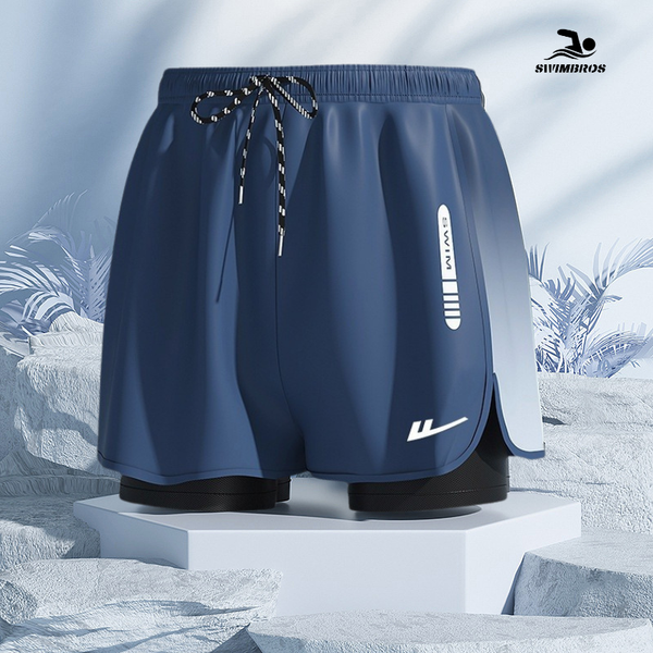 Swimbros B6 - Quần bơi nam 2 lớp Xanh Swimbros