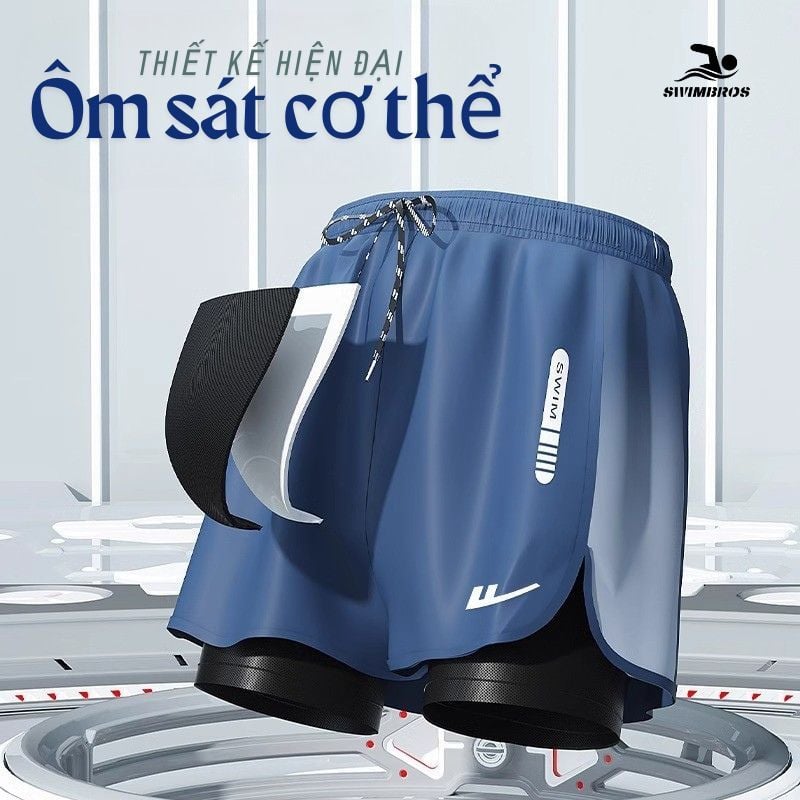  Swimbros B6 - Quần bơi nam 2 lớp Xanh Swimbros 