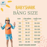  T1 - Set bơi tay dài cá mập kèm nón che gáy bé trai 