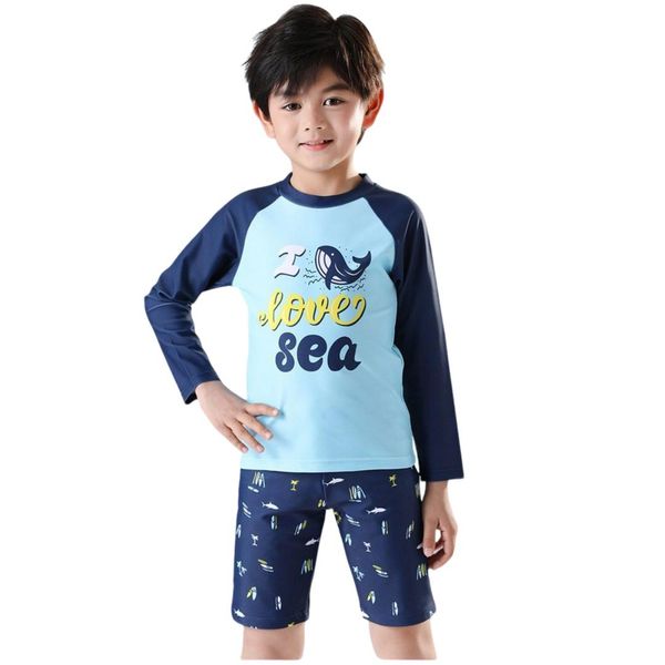 T62 - Bơi tay dài quần đùi bé trai I Love Sea