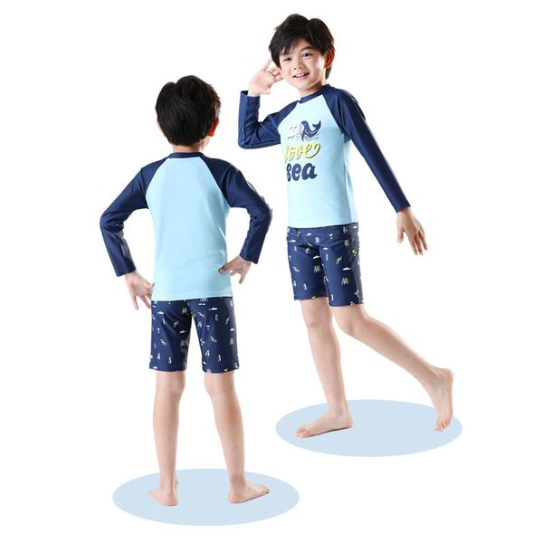 T62 - Bơi tay dài quần đùi bé trai I Love Sea