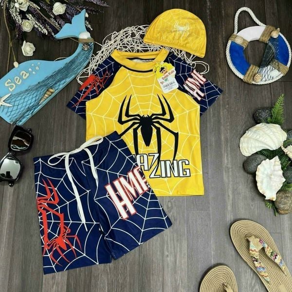 T70 - Bơi bé trai hoạ tiết người nhện