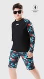  T74 - Set bơi bé trai tay dài  bé trai Sport 30kg -80kg Đen 
