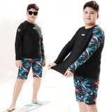  T74 - Set bơi bé trai tay dài  bé trai Sport 30kg -80kg Đen 