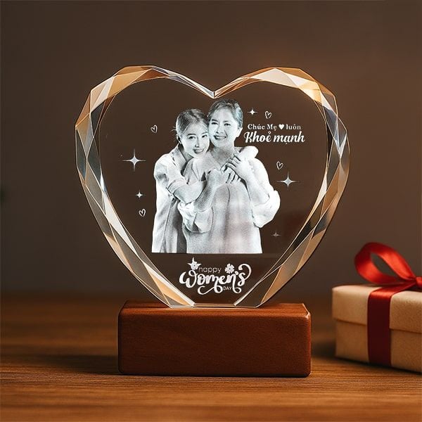 Chân dung 3d khối trái tim kim cương 3D-HEART-KC (3 Size)