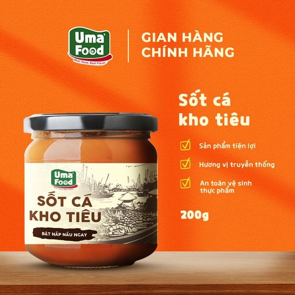  Sốt Cá Kho Tiêu Uma' FoodThơm Nồng Đậm Đà Chuẩn Vị Truyền Thống Hũ 200g 
