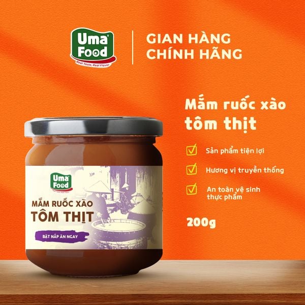  Mắm Ruốc Xào Tôm Thịt Ăn Liền Uma' Food Chuẩn Vị Truyền Thống Hũ 200g 