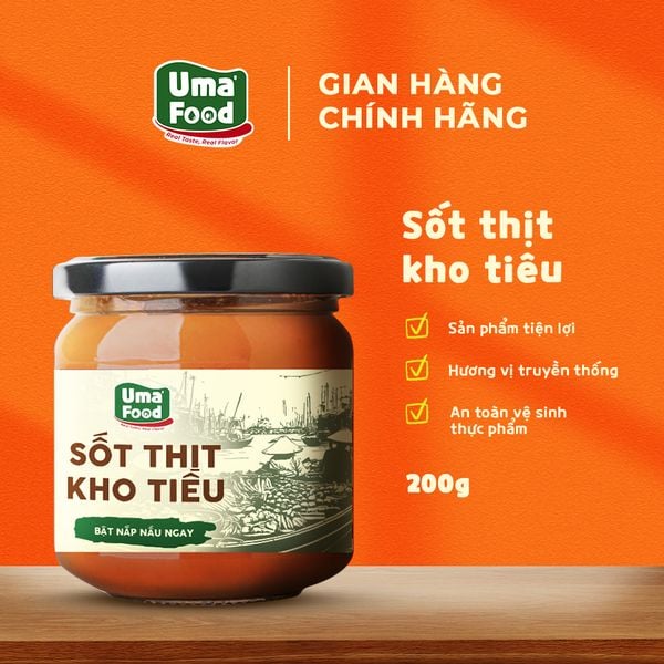 Sốt Thịt Kho Tiêu Uma' Food Thơm Ngon Đậm Đà Chuẩn Vị Truyền Thống Hũ 200g 