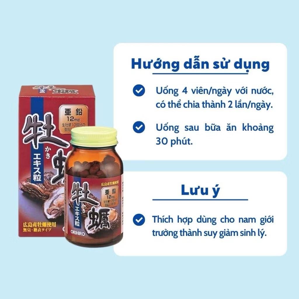Tinh chất hàu tươi hỗ trợ tăng cường sinh lực nam Orihiro 120 viên – Sankyu