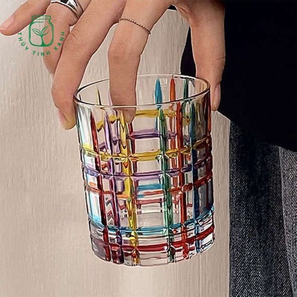 Colored Caro-Cut Glass Tumbler Glass