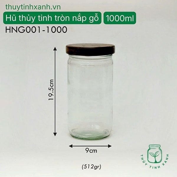 Hũ thủy tinh tròn nắp gỗ
