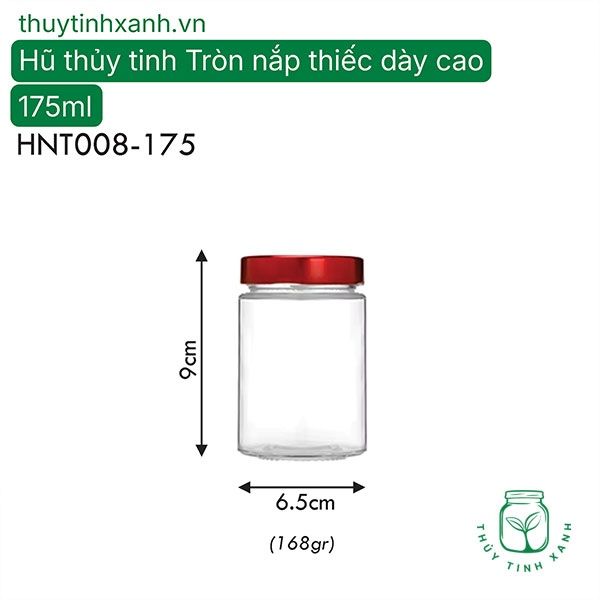 Hũ thủy tinh tròn nắp thiếc dày cao