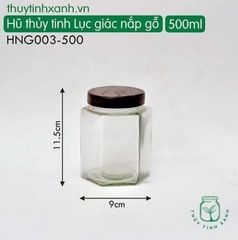 Hũ thủy tinh lục giác năp gỗ