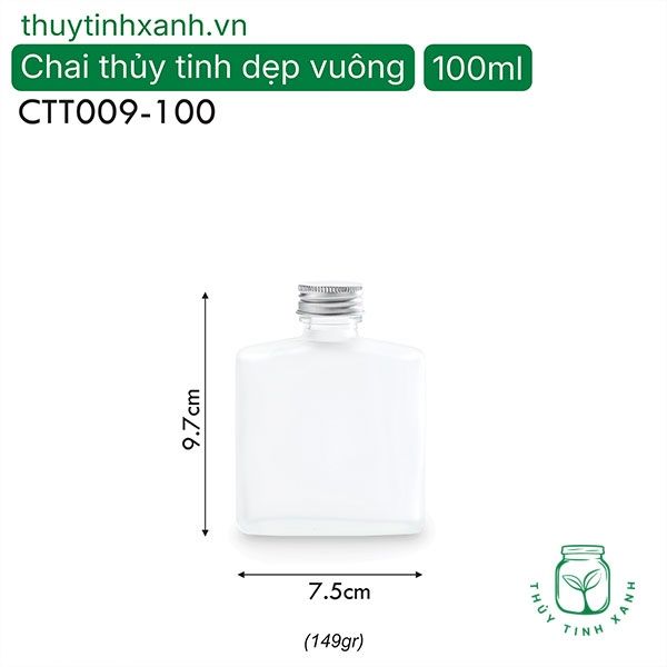 Chai thủy tinh dẹp vuông đục