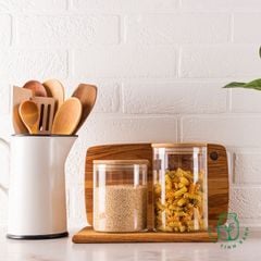 Hũ trụ tròn nắp gỗ nhấn kín