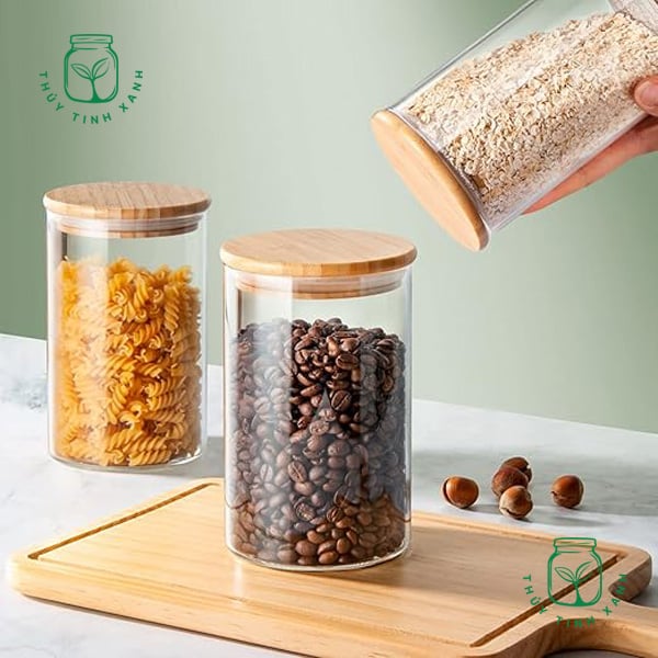 Hũ trụ tròn nắp gỗ nhấn kín