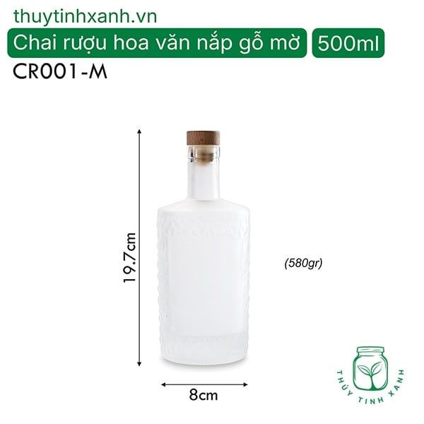 Chai rượu hoa văn nắp gỗ mờ