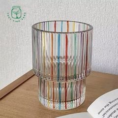 Ly Rainbow Striped Glass Tumbler