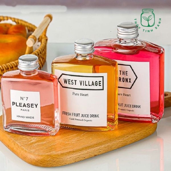 Chai thủy tinh dẹp vuông đục