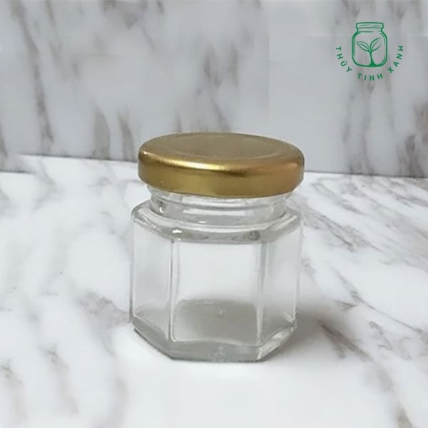 Hũ thủy tinh lục giác nắp thiếc