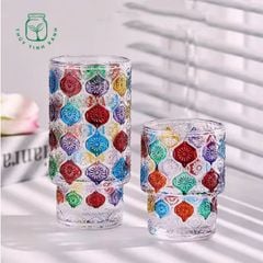 Ly Floral Patterned Mosaic Glass Tumbler