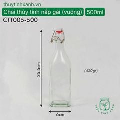 Chai thủy tinh nắp gài vuông