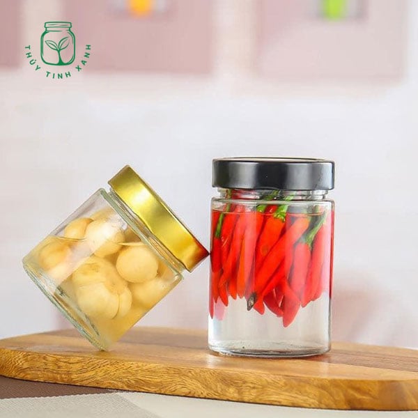 Hũ thủy tinh tròn nắp thiếc dày cao
