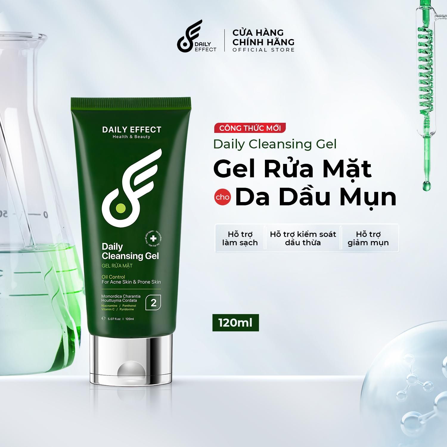  Sữa rửa mặt dạng gel DAILY EFFECT làm sạch bụi bẩn, dầu nhờn, cân bằng độ pH cho da 120ml 