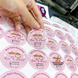  [CẮT BẾ SẴN] 1000 TEM - DECAL DÁN 5cm IN THEO YÊU CẦU 