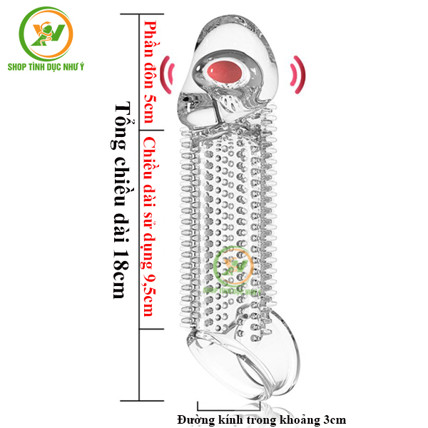 Bao cao su đôn dên đầu có bi rung quai đeo Meleon