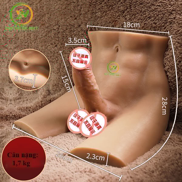 Búp bê tình dục bán thân 6 múi dương vật khủng 15cm cho nữ
