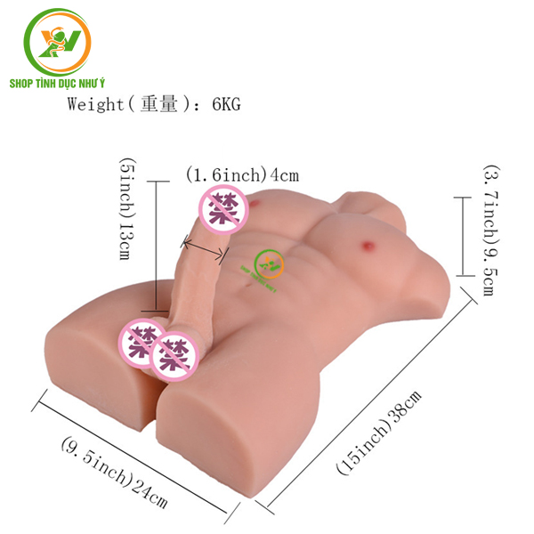 Búp bê tình dục bán thân 6 múi dương vật khủng 6kg cho nữ