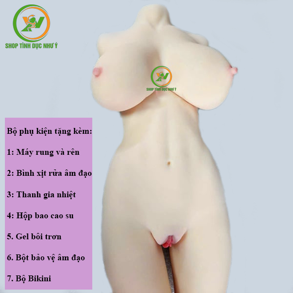 Búp bê tình dục bán thân khung xương kèm sưởi ấm thông minh 25kg