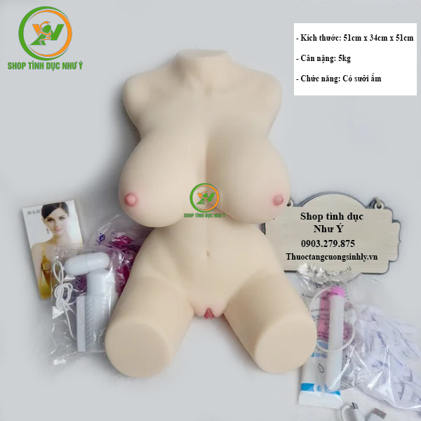 Búp bê tình dục bán thân khung xương kèm sưởi ấm thông minh 5kg