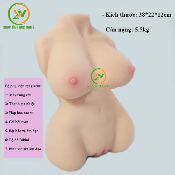 Búp bê tình dục bán thân hình trái tim silicon 5,5kg