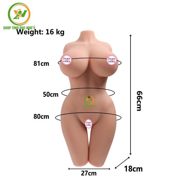 Búp bê tình dục bán thân silicon 3 vòng khủng âm đạo hồng 16kg