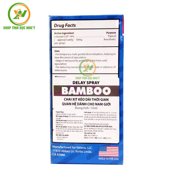 Chai xịt Bamboo Delay hàng USA chống xuất tinh sớm chai 12ml
